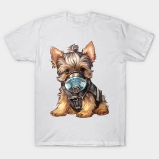 Yorkshire Terrier Dog Wearing Gas Mask T-Shirt